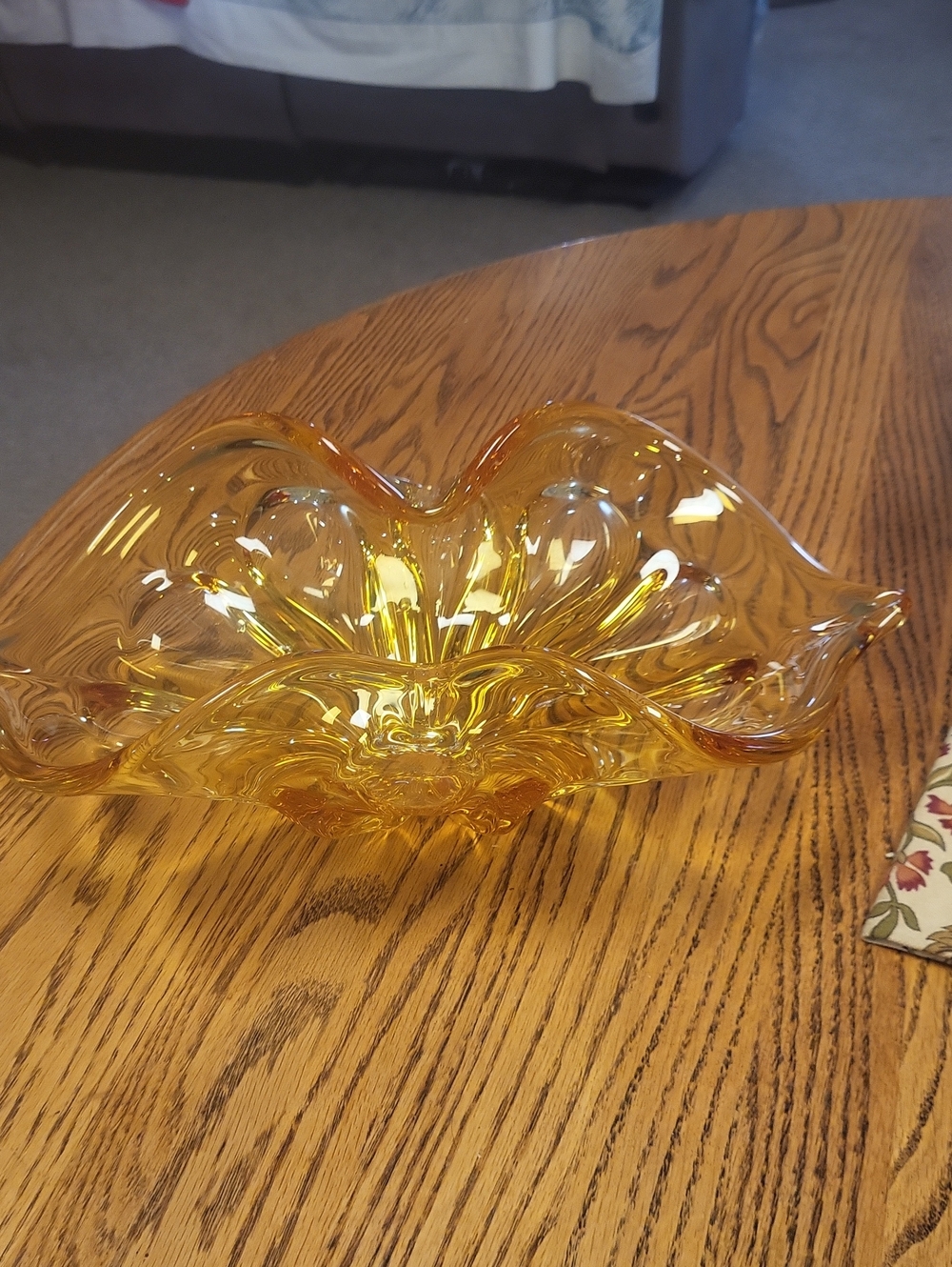 Murano Amber Glass Decorative  Bowl - Home Art. Large  15" X 8"